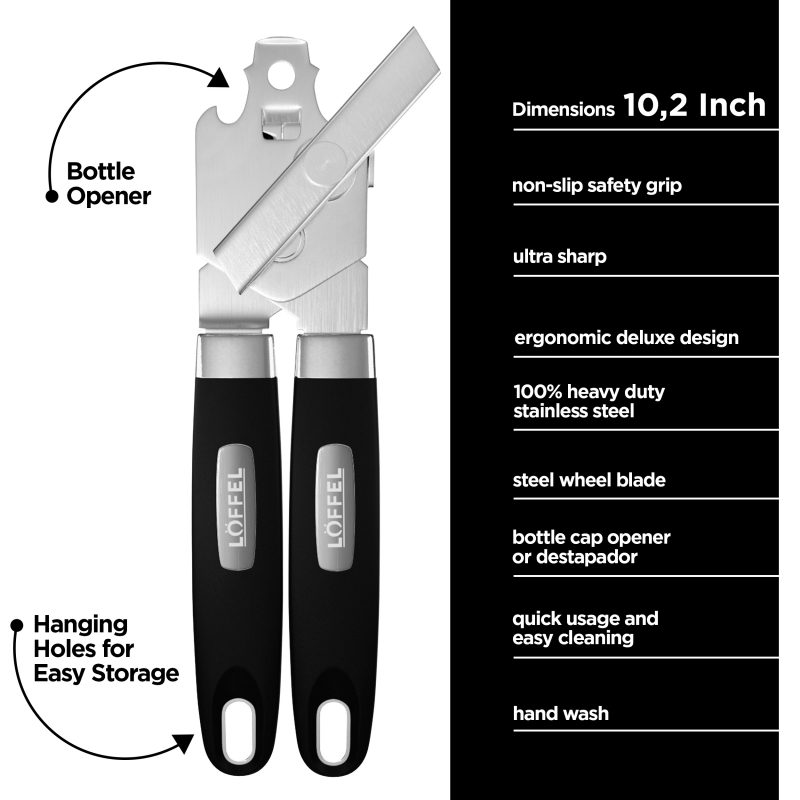 4 in 1 Stainless Steel Professional Beer Can Openers Smooth Edge Manual Non-slip Grips Can Opener Handheld for Arthritis and Seniors Manual Can Opener Hand Held 