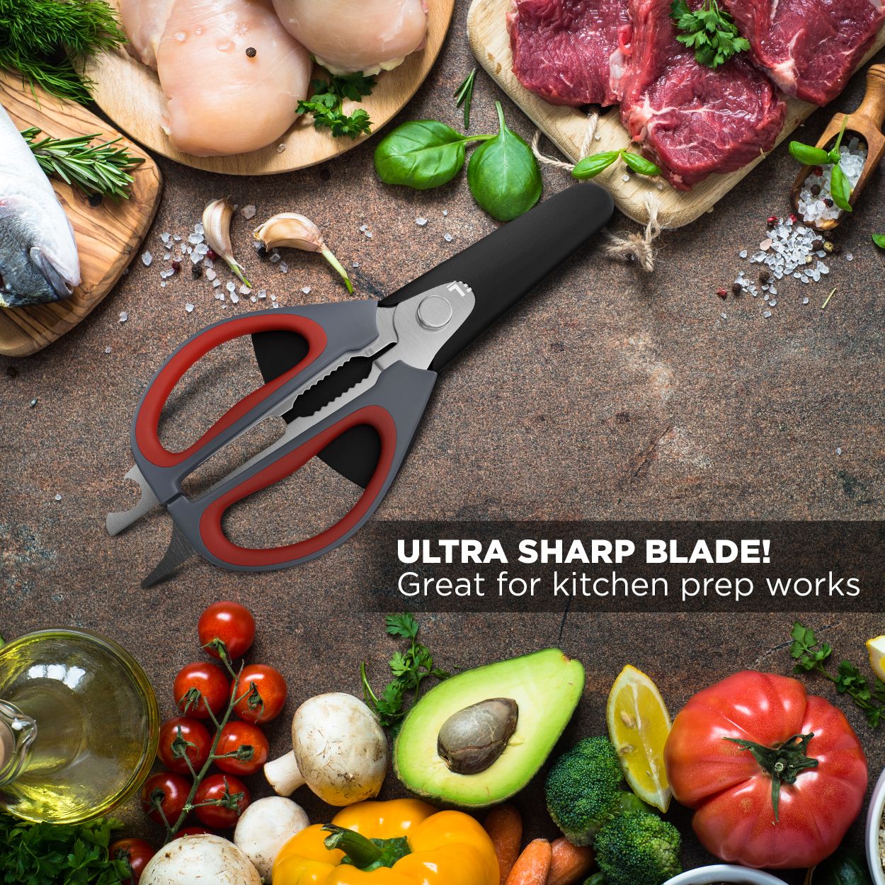 Kitchen shears with Ring Lock System® and soft-touch handles - KITCHEN Ring  Lock System® Collection