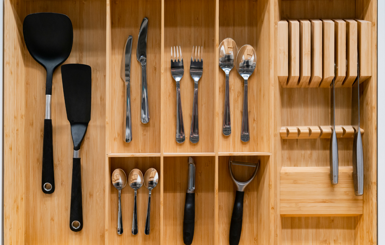organized kitchen utensils